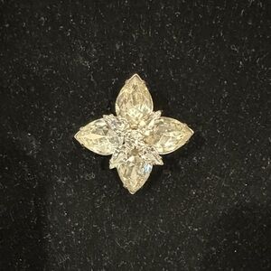 Silver Floral Rhinestone Brooch